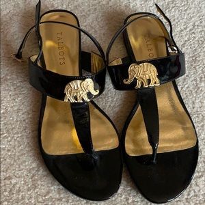 Talbots Lea Elephant Charm Patent Thong Sandal 9.5